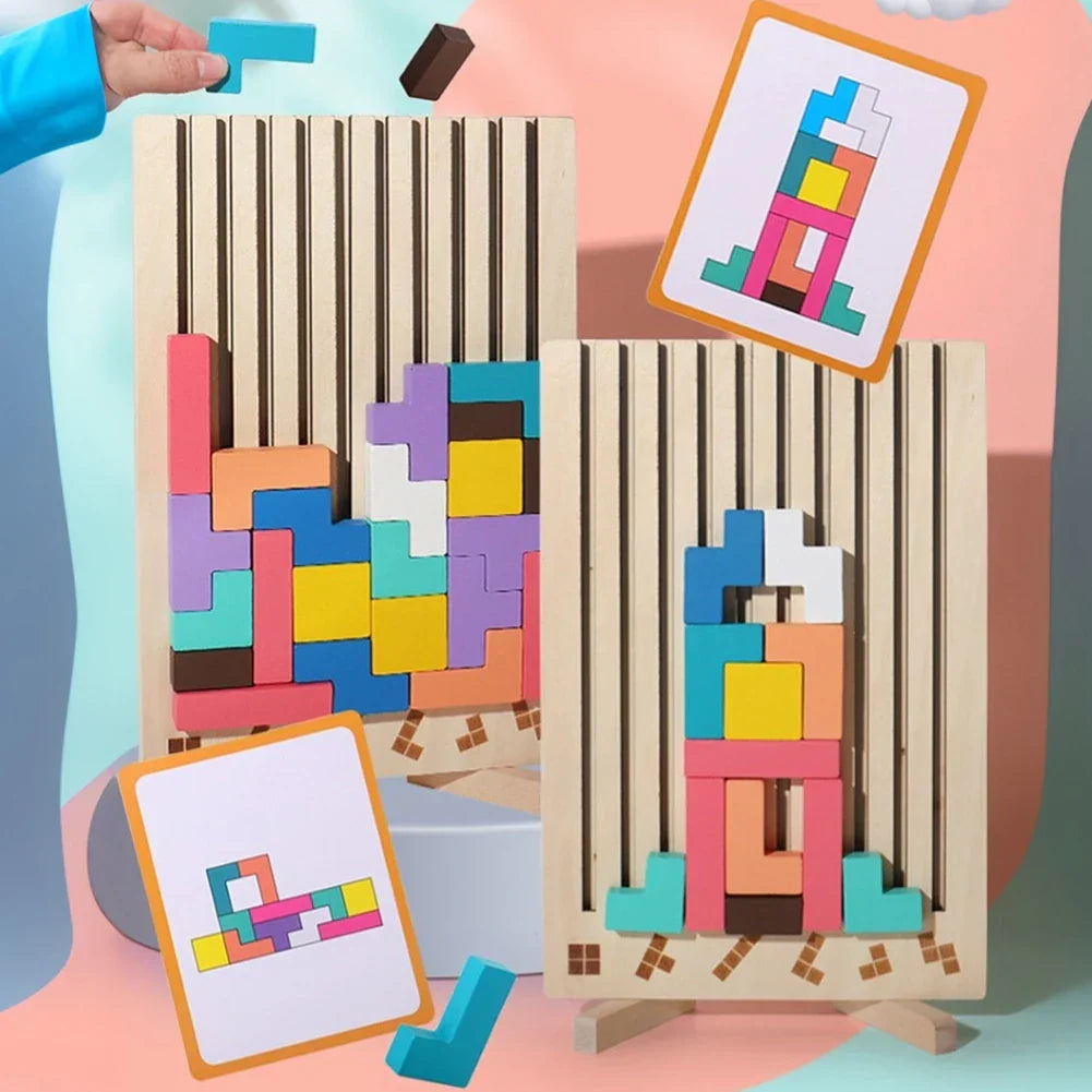 Familienzeit - Tetris 3D Holzpuzzle für Kinder