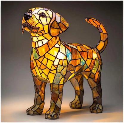 Colorful Stained Glass Dog Table Lamp – Cute Decorative Lighting