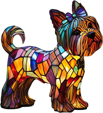Colorful Stained Glass Dog Table Lamp – Cute Decorative Lighting