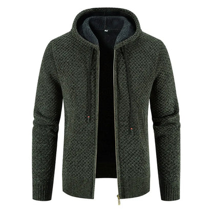 Herren Strickjacke – Fleecegefütterte Winterjacke mit Reißverschluss