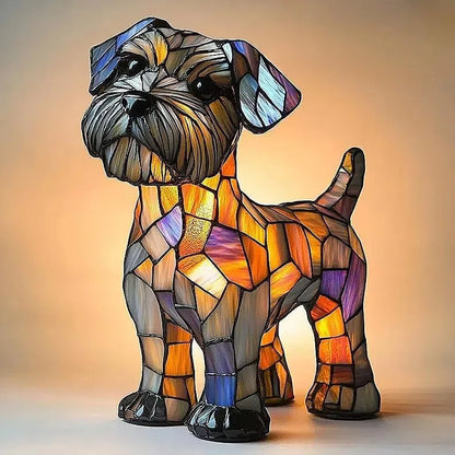 Colorful Stained Glass Dog Table Lamp – Cute Decorative Lighting