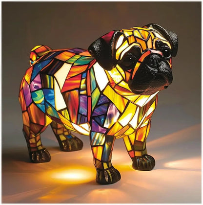 Colorful Stained Glass Dog Table Lamp – Cute Decorative Lighting