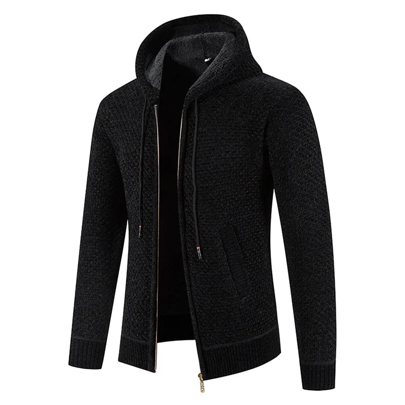 Herren Strickjacke – Fleecegefütterte Winterjacke mit Reißverschluss