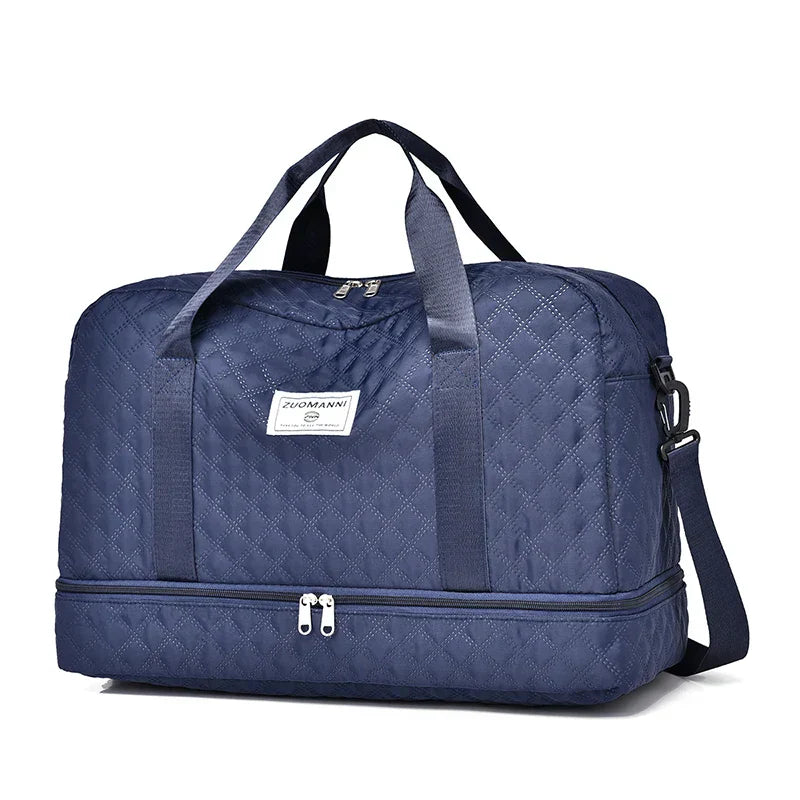 Raumio TravelFlex Leichte Reisetasche mit Diamantmuster | Große Sport- und Wochenendtasche mit Schuhfach und Nassfach | Kabinentauglich und faltbar