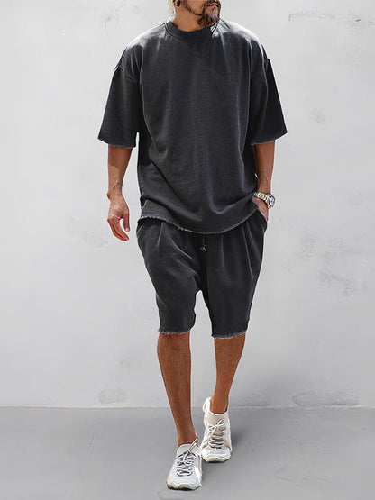 Zweiteiliges Set - Herren Oversized T-Shirt und Sweatshorts Set