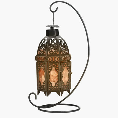 Lampe de Salzstein - Eisenrahmen - Tischleuchte