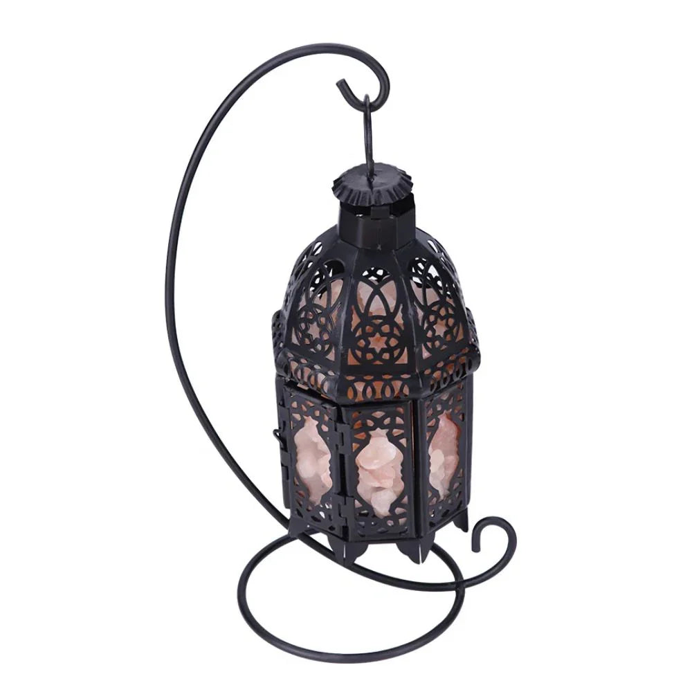 Lampe de Salzstein - Eisenrahmen - Tischleuchte