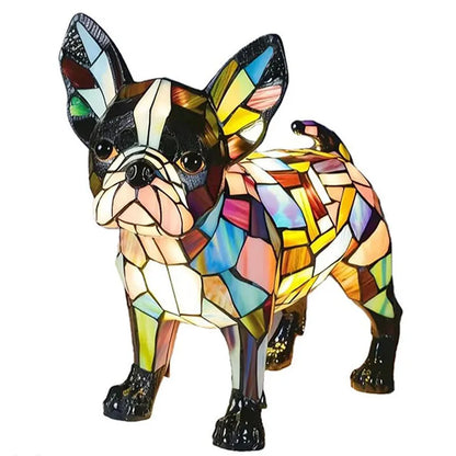Colorful Stained Glass Dog Table Lamp – Cute Decorative Lighting
