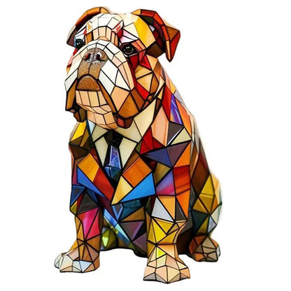Colorful Stained Glass Dog Table Lamp – Cute Decorative Lighting