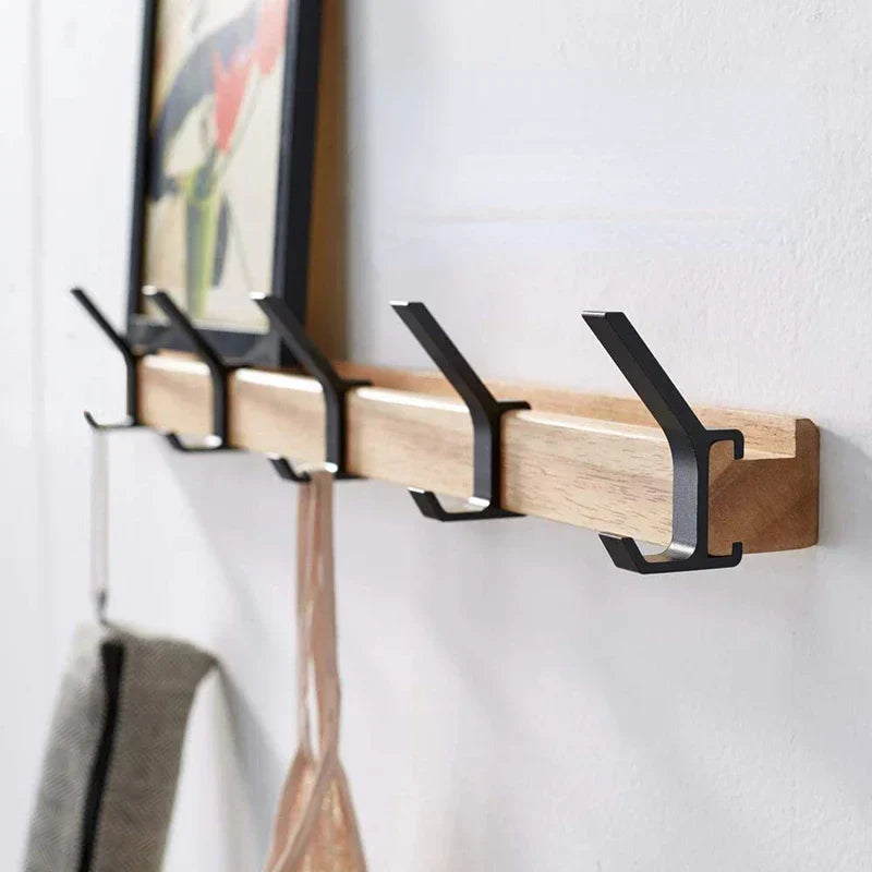 Wall-Mounted Coat Rack with Adjustable Hooks - Space-Saving Organizer