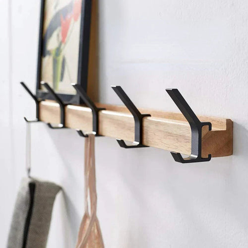 Wall-Mounted Coat Rack with Adjustable Hooks - Space-Saving Organizer