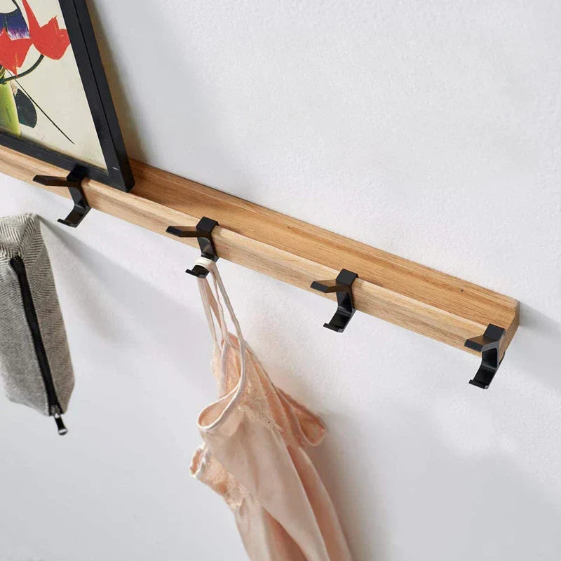 Wall-Mounted Coat Rack with Adjustable Hooks - Space-Saving Organizer