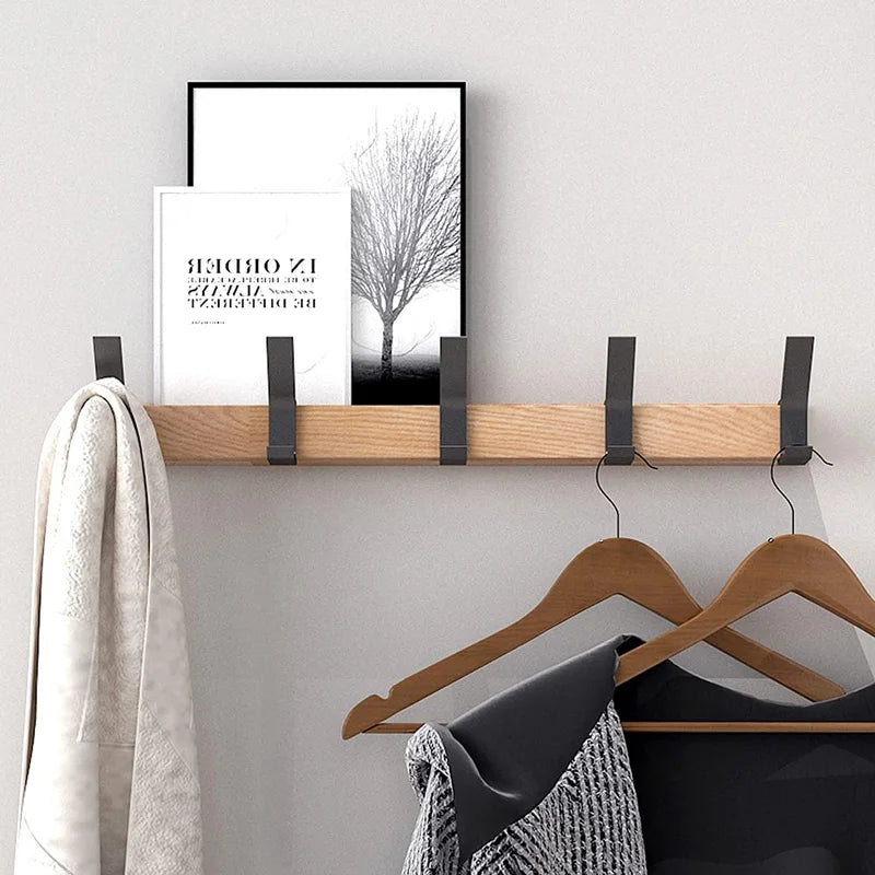 Wall-Mounted Coat Rack with Adjustable Hooks - Space-Saving Organizer