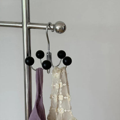 Crochet mural rotatif avec boules en bois - Solution de rangement décorative