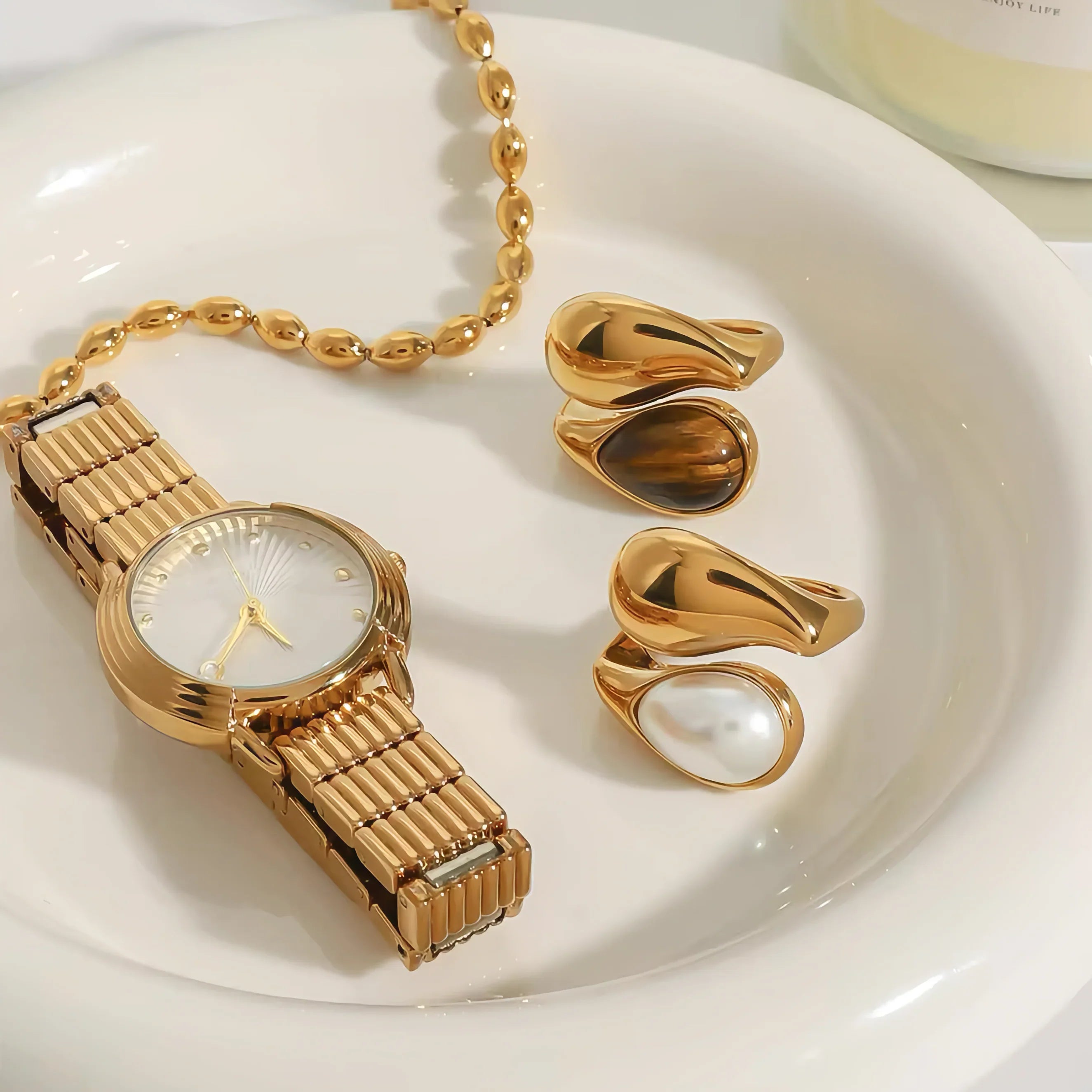 Veronica -  Amber Pearl Ring — made with care and attention to detail.