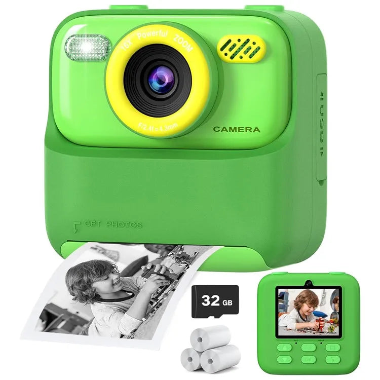 Appareil photo instantané pour enfants avec impression photo HD et carte mémoire de 32 Go