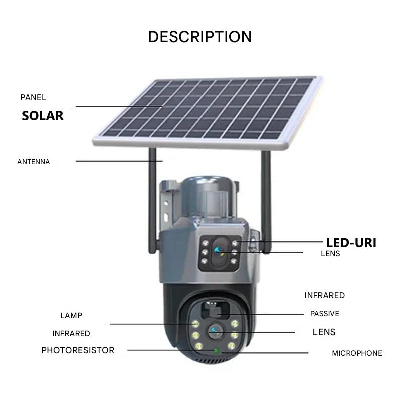 4K Solar Security Camera | Wireless Dual Lens & 360° Rotating CCTV