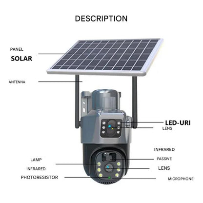 4K Solar Security Camera | Wireless Dual Lens & 360° Rotating CCTV