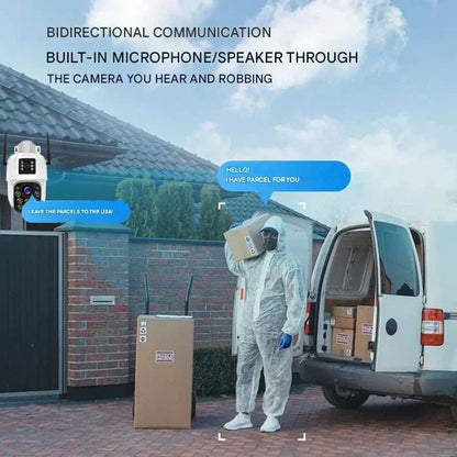 4K Solar Security Camera | Wireless Dual Lens & 360° Rotating CCTV