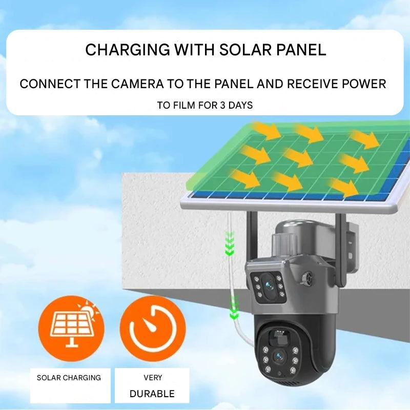 4K Solar Security Camera | Wireless Dual Lens & 360° Rotating CCTV