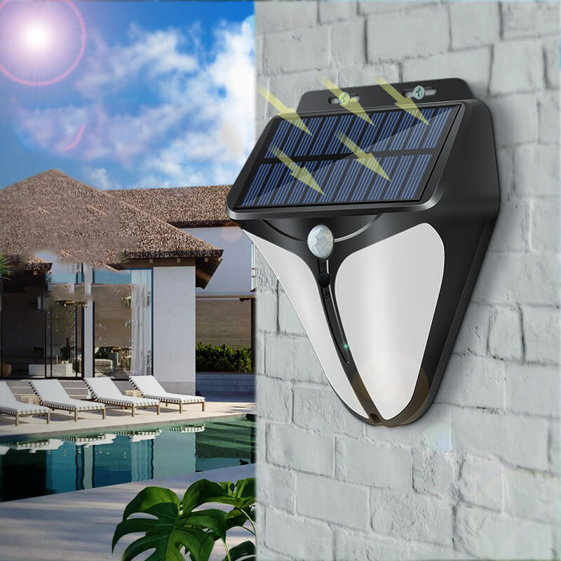 Applique murale solaire à détecteur de mouvement | Lampe de sécurité extérieure pour jardin