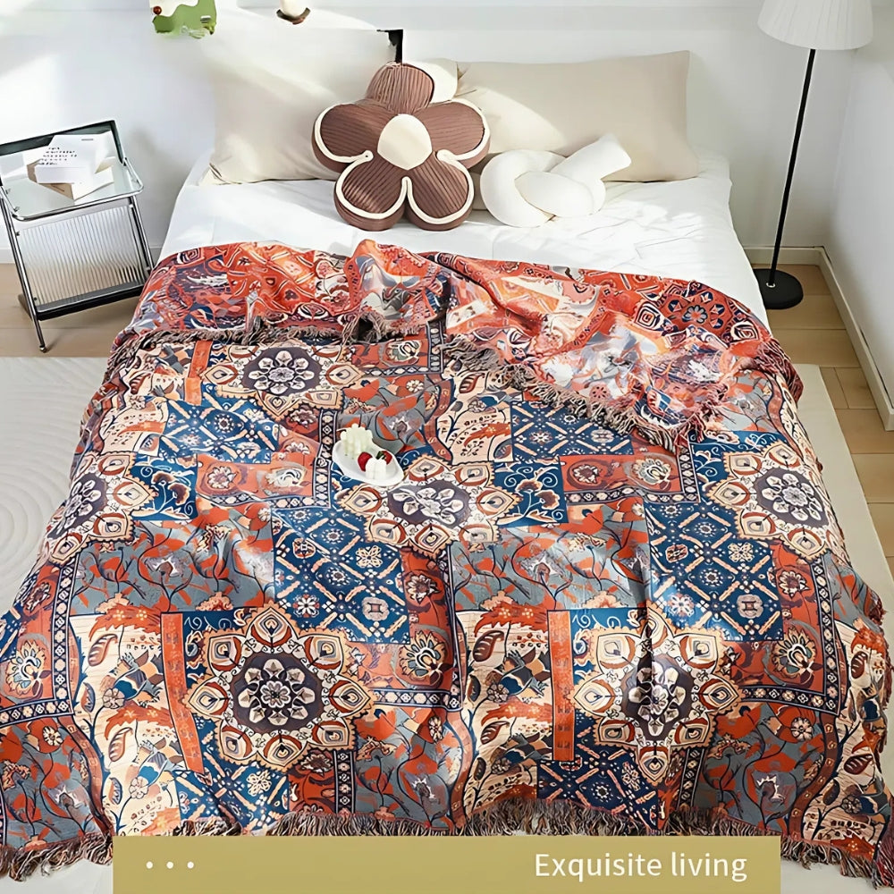 Solea Floral Jacquard Baumwoll-Wurfdecke