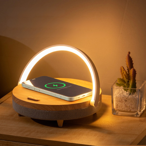 Bedside Lamp with Wireless Charger & Bluetooth Speaker - Modern Design