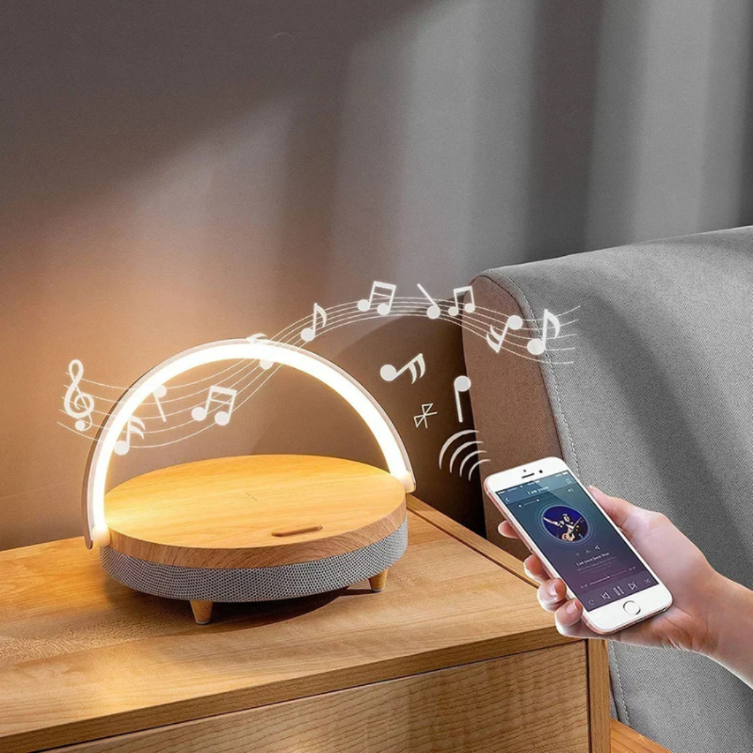 Bedside Lamp with Wireless Charger & Bluetooth Speaker - Modern Design