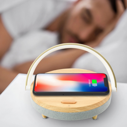 Bedside Lamp with Wireless Charger & Bluetooth Speaker - Modern Design