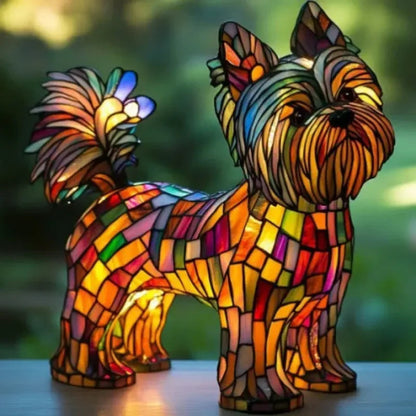Buntglaslampe - Hundedesign - Tischlampen