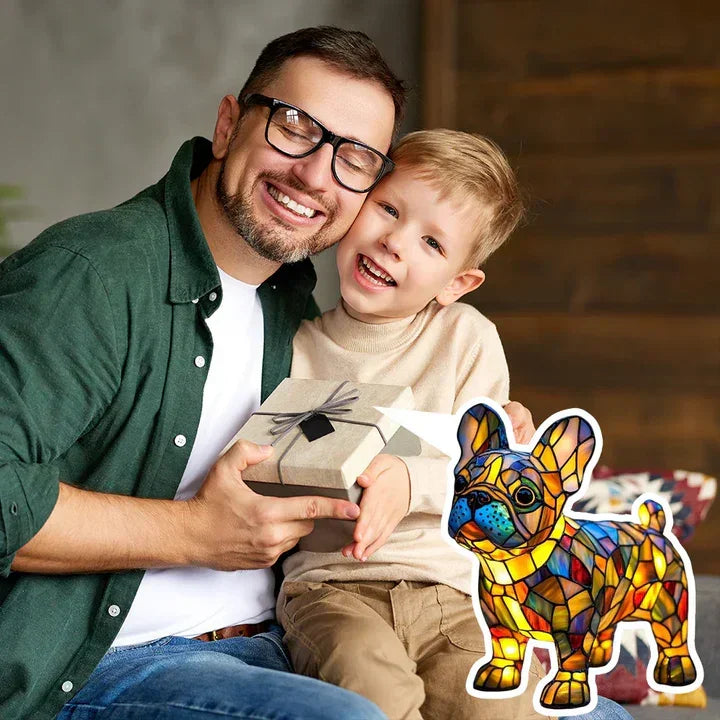 Buntglaslampe - Hundedesign - Tischlampen