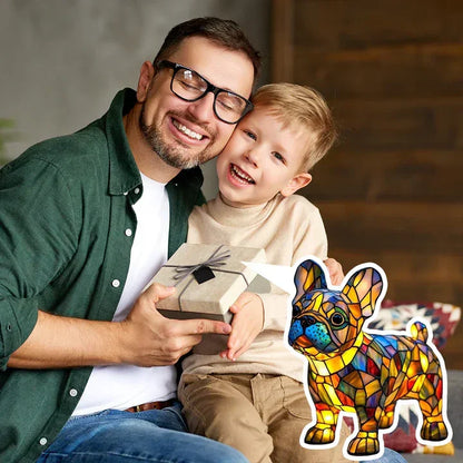 Buntglaslampe - Hundedesign - Tischlampen