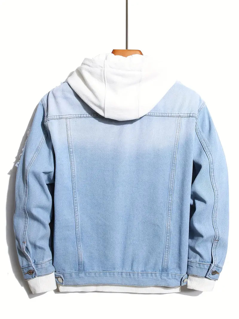 Denimjacke - Lässig - Hellblau - Jeansjacke mit Patches - Herrenjacke