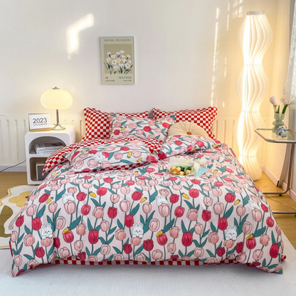 Abstract Design Bed Cover Set - Soft Polyester, Includes Pillowcases