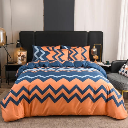 Abstract Design Bed Cover Set - Soft Polyester, Includes Pillowcases