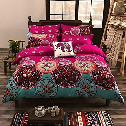 Abstract Design Bed Cover Set - Soft Polyester, Includes Pillowcases