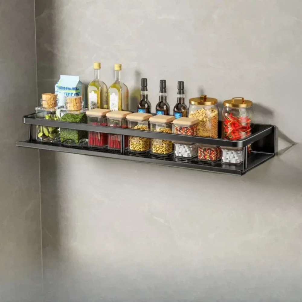 Compact Kitchen Wall Organizer with Towel Holder - Space-Saving Shelf