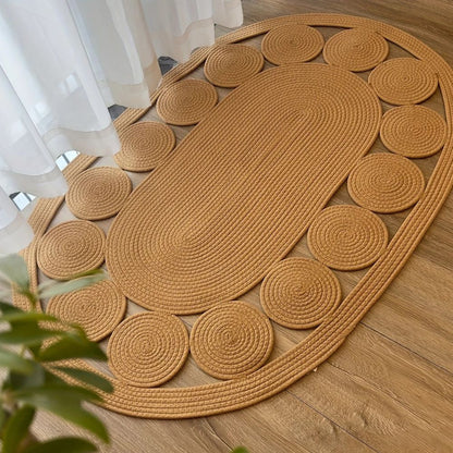 Bohemian Sun Spiral Oval Area Rug for Living Room & Bedroom Decor