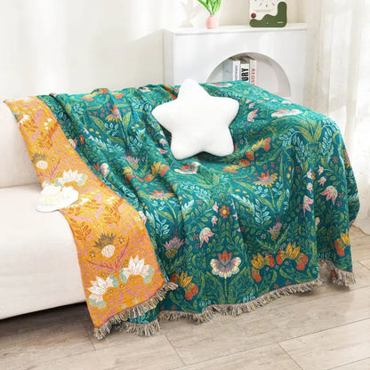 Cozy Sunset Forest Cotton Throw Blanket for Home Decor & Comfort