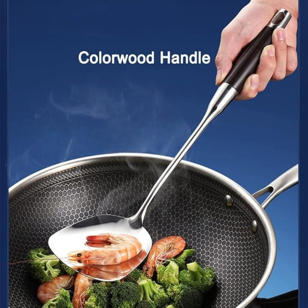 Glänzendes Edelstahl Holzutensilien-Set | 6 pièces