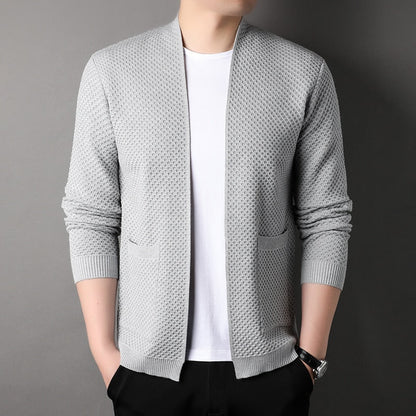 Cardigan pour hommes - Offene Vorderseite - Taschen - Strick Cardigan - Herrenbekleidung