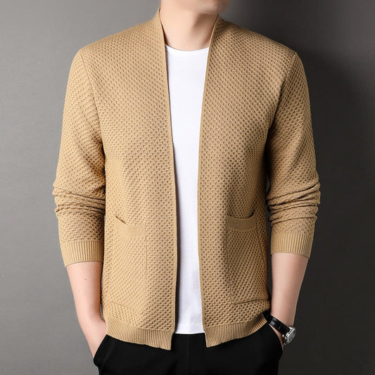 Cardigan pour hommes - Offene Vorderseite - Taschen - Strick Cardigan - Herrenbekleidung