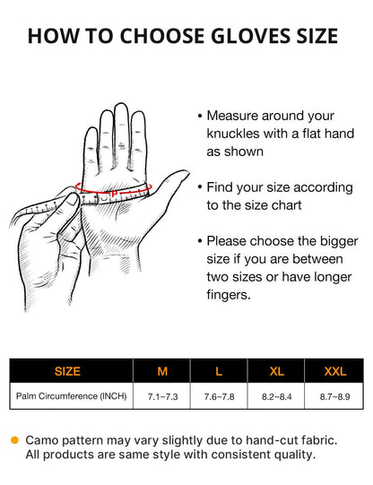 Gants chauffants imperméables rechargeables à motif camouflage pour les activités hivernales en extérieur