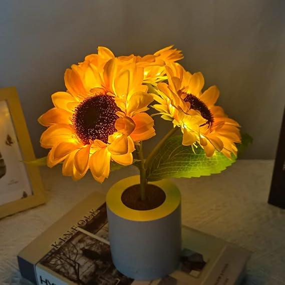 Tischlampe - Sonnenblumen-Design - LED wiederaufladbar