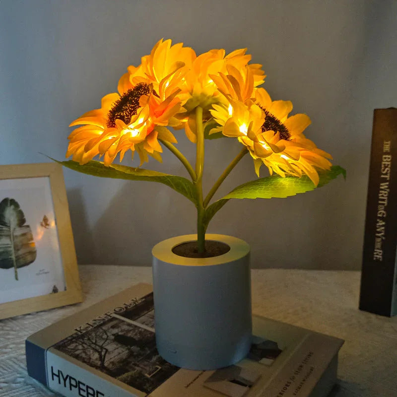 Tischlampe - Sonnenblumen-Design - LED wiederaufladbar