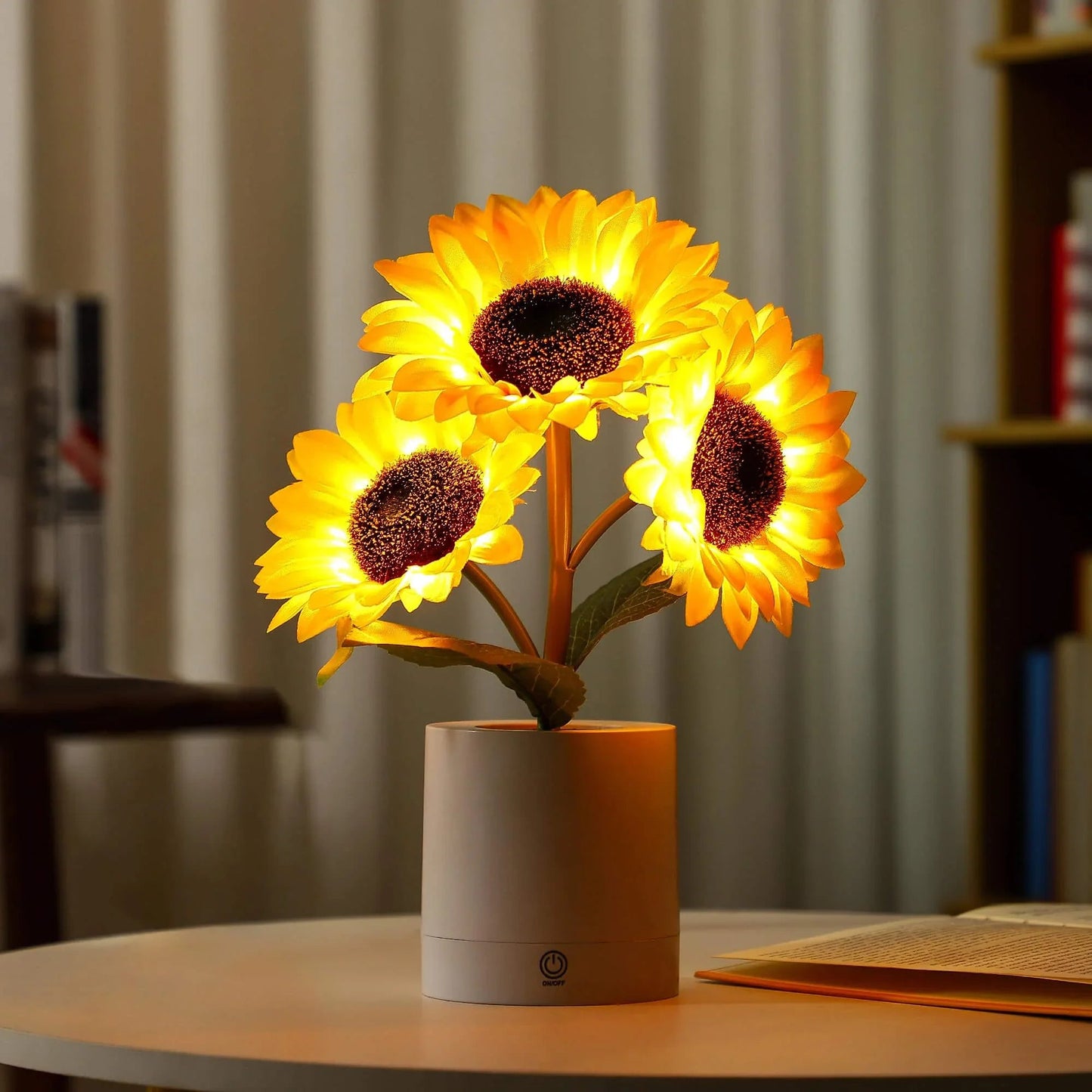 Tischlampe - Sonnenblumen-Design - LED wiederaufladbar
