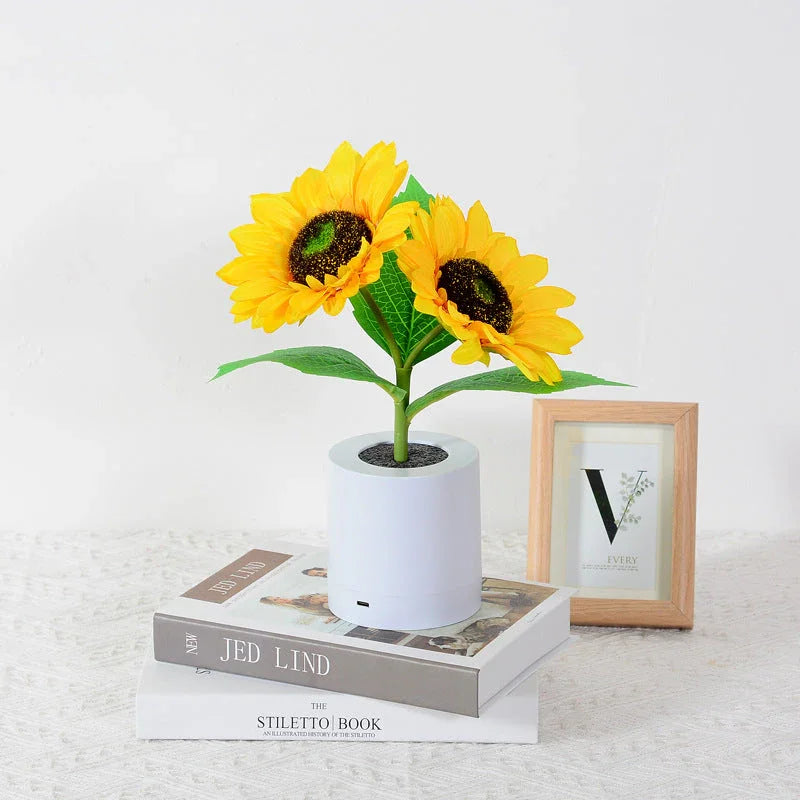 Tischlampe - Sonnenblumen-Design - LED Wiederaufladbar