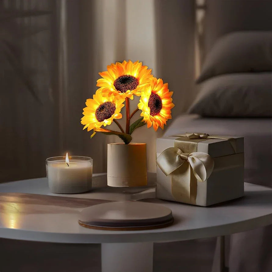 Tischlampe - Sonnenblumen-Design - LED Wiederaufladbar