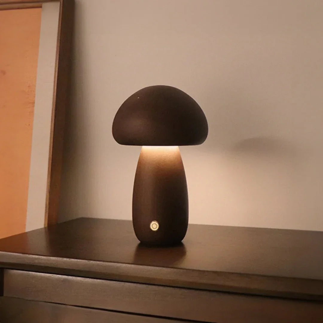 Tischlampe - Holzdesign - Pilzform