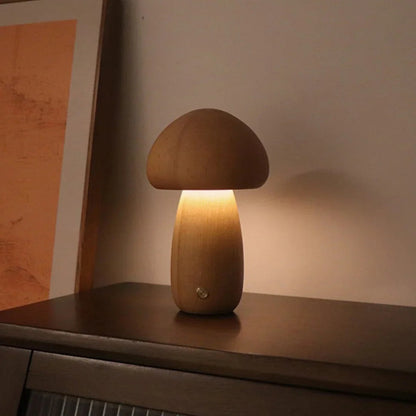 Tischlampe - Holzdesign - Pilzform